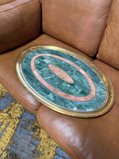 Italian Mid Century Brass and Stone Inlay Oval Tray 1970s - 4689529