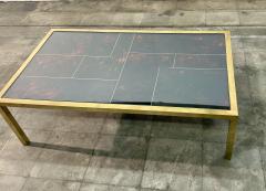 Italian Mid Century Brass and Tortoiseshell Style Coffee Table 1970s - 4704060
