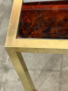 Italian Mid Century Brass and Tortoiseshell Style Coffee Table 1970s - 4704062