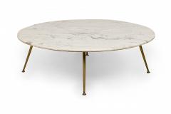 Italian Mid Century Carrera Marble Round Coffee Cocktail Table - 2787737