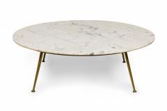 Italian Mid Century Carrera Marble Round Coffee Cocktail Table - 2787741