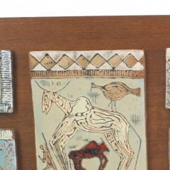 Italian Mid Century Ceramic Panel with 5 Mounted Plaques - 4195139
