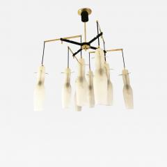 Italian Mid Century Chandelier with Fluted Glass Shades - 973777