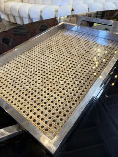 Italian Mid Century Chrome and Vienna Cane Serving Tray 1970s - 4686882