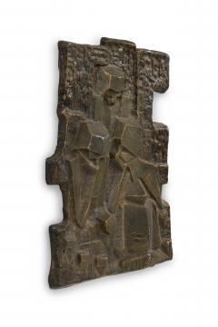 Italian Mid Century Cubist Bronze Wall Plaque - 4658753