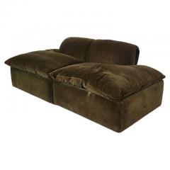 Italian Mid Century Curved Green Sofa Set - 3185255