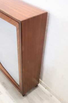 Italian Mid Century Design Walnut and Satin Glass Doors Vitrine 1950s - 3297638