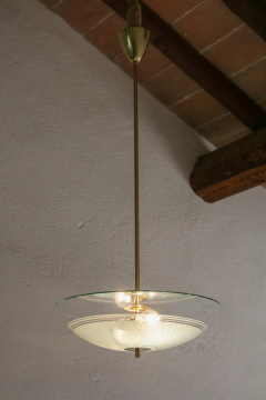 Italian Mid Century Double Disc Pendant Lamp in Turquoise Color 1950s - 2601282