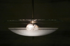 Italian Mid Century Double Disc Pendant Lamp in Turquoise Color 1950s - 2601285