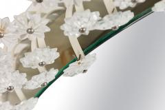 Italian Mid Century Floral Round Murano Glass Wall Mirror - 4172083