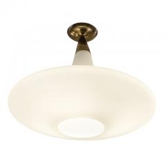 Italian Mid Century Frosted Glass Pendant with Brass canopy - 3111865