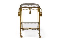 Italian Mid Century Gilt Metal Tassle Bar Cart - 4660628