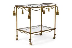 Italian Mid Century Gilt Metal Tassle Bar Cart - 4660629