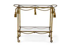Italian Mid Century Gilt Metal Tassle Bar Cart - 4660630