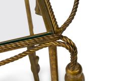 Italian Mid Century Gilt Metal Tassle Bar Cart - 4660632