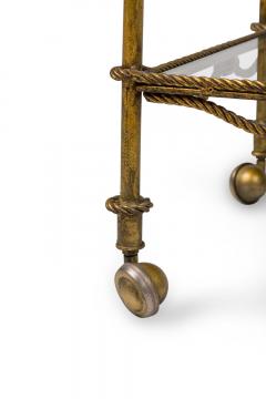 Italian Mid Century Gilt Metal Tassle Bar Cart - 4660633