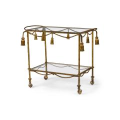 Italian Mid Century Gilt Metal Tassle Bar Cart - 4717963