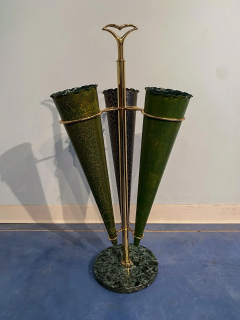 Italian Mid Century Green Color Umbrella Stands Cracked Effect 1950s - 2602553