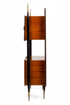 Italian Mid Century Lacquered Mahogany and Sycamore Wall Cabinet - 4161571