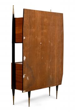 Italian Mid Century Lacquered Mahogany and Sycamore Wall Cabinet - 4161572