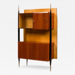 Italian Mid Century Lacquered Mahogany and Sycamore Wall Cabinet - 4164626