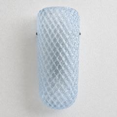 Italian Mid Century Light Blue Rhombus Murano Glass Wall Sconces Set of 2 - 4754779