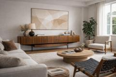 Italian Mid Century Long Suspended Sideboard in Walnut 1950s - 4609771