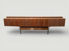 Italian Mid Century Long Suspended Sideboard in Walnut 1950s - 4609775