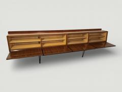 Italian Mid Century Long Suspended Sideboard in Walnut 1950s - 4609776