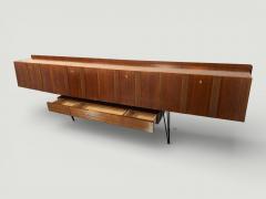 Italian Mid Century Long Suspended Sideboard in Walnut 1950s - 4609777