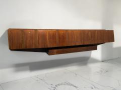 Italian Mid Century Long Suspended Sideboard in Walnut 1950s - 4609782