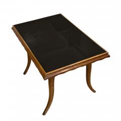 Italian Mid Century Low Table With Black Glass Top - 2923249