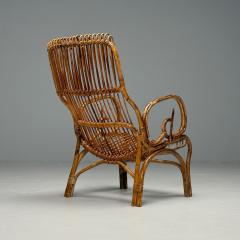 Italian Mid Century Modern Armchair Rattan Cane Bamboo Italy 1960s - 3852519