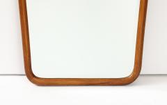 Italian Mid Century Modern Bevelled Mirror with Wood Frame c 1960 - 3746622