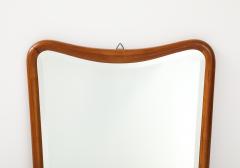 Italian Mid Century Modern Bevelled Mirror with Wood Frame c 1960 - 3746624