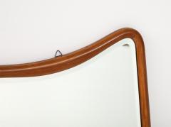 Italian Mid Century Modern Bevelled Mirror with Wood Frame c 1960 - 3746625