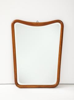 Italian Mid Century Modern Bevelled Mirror with Wood Frame c 1960 - 3746626