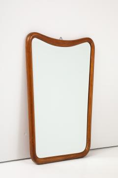 Italian Mid Century Modern Bevelled Mirror with Wood Frame c 1960 - 3746642