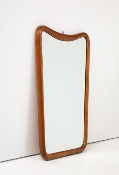 Italian Mid Century Modern Bevelled Mirror with Wood Frame c 1960 - 3746644