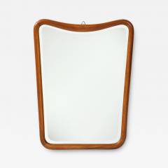 Italian Mid Century Modern Bevelled Mirror with Wood Frame c 1960 - 3751363