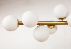 Italian Mid Century Modern Brass Horizontal Twelve Globe Chandelier circa 1960 - 3013528