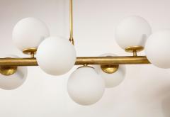 Italian Mid Century Modern Brass Horizontal Twelve Globe Chandelier circa 1960 - 3013529