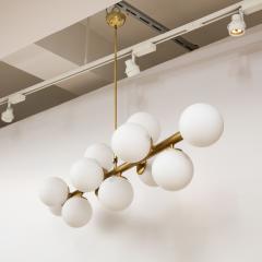 Italian Mid Century Modern Brass Horizontal Twelve Globe Chandelier circa 1960 - 3013533