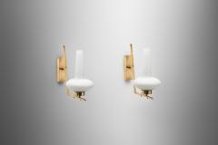 Italian Mid Century Modern Brass Wall Lamps Italy 1950s - 3213362