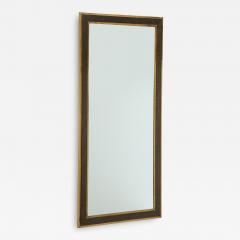 Italian Mid Century Modern Brass and Burl Wood Framed Mirror - 1014484