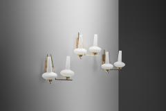 Italian Mid Century Modern Brass and Glass Wall Lamps Italy 1950s - 3159303