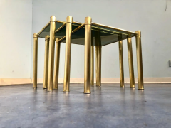 Italian Mid Century Modern Brass and Smoked Glass Nesting Tables 1970s - 2601385