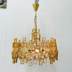 Italian Mid Century Modern Chandelier Pendant Brass City by Gaetano Sciolari - 3080714