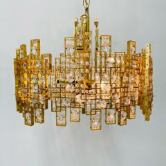 Italian Mid Century Modern Chandelier Pendant Brass City by Gaetano Sciolari - 3080719