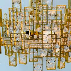 Italian Mid Century Modern Chandelier Pendant Brass City by Gaetano Sciolari - 3080721